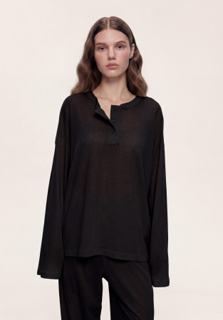 Black jersey longsleeve with buttons